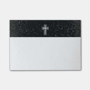 Silver tonar kristenkor på svart gnistra post-it block