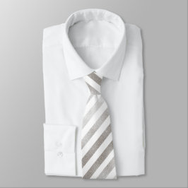 Silver Tone and White Stripe Mönster Neck Tie Slips