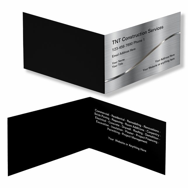 Silver Tone Background Construction Services Visitkort (Skapare uppladdad)