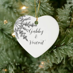 Silver Tone Snowflake Winter Wedding Julgransprydnad Keramik