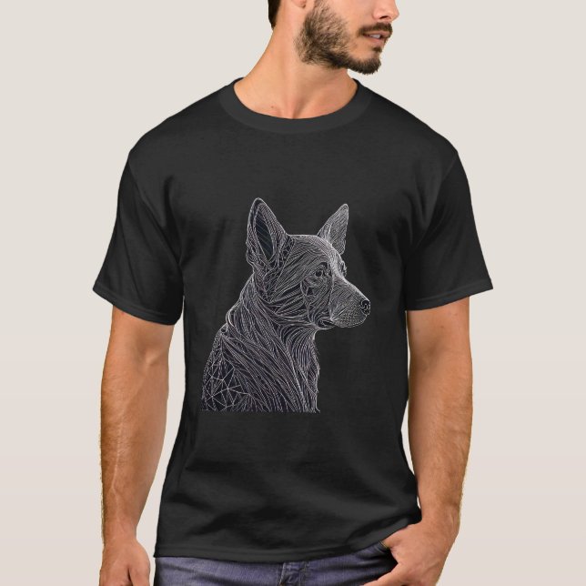 Silver-tråd: en linjärt Hund Porträtt T Shirt (Framsida)