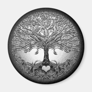 Silver Träd med hjärta Magnet