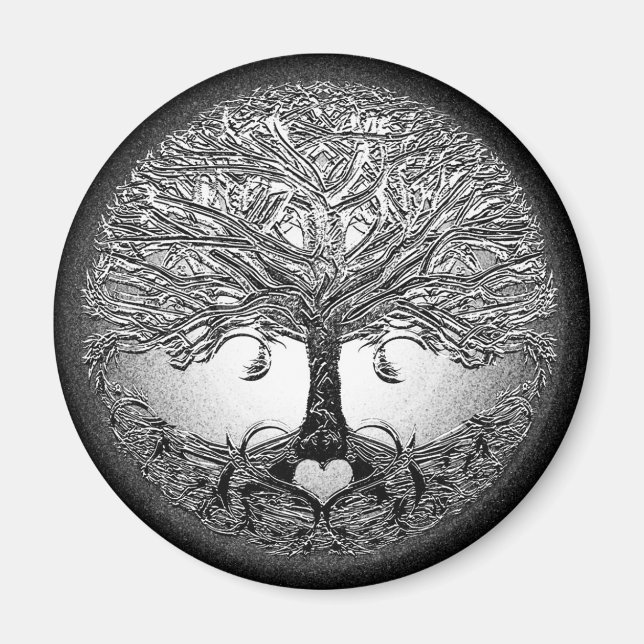 Silver Träd med hjärta Magnet (Framsidan)