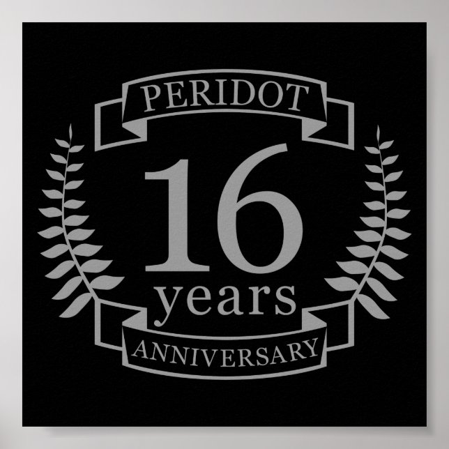 Silver Traditionella bröllop-årsdagen 16 år Poster (Framsidan)
