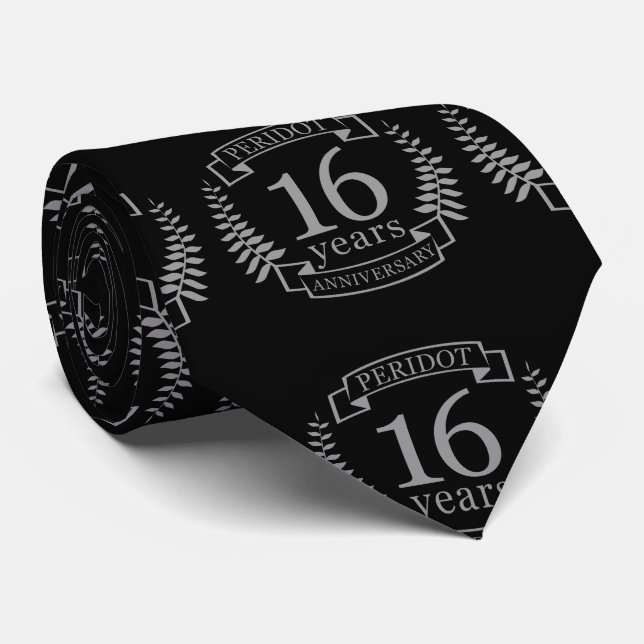 Silver Traditionella bröllop-årsdagen 16 år Slips (Rullad)