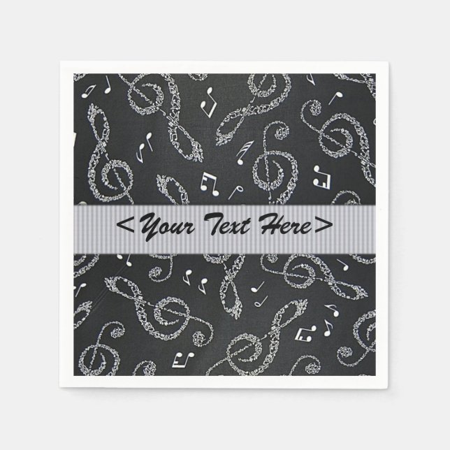 Silver Treble Clefs Snyggt Personalize Napkins Pappersservett (Framsidan)