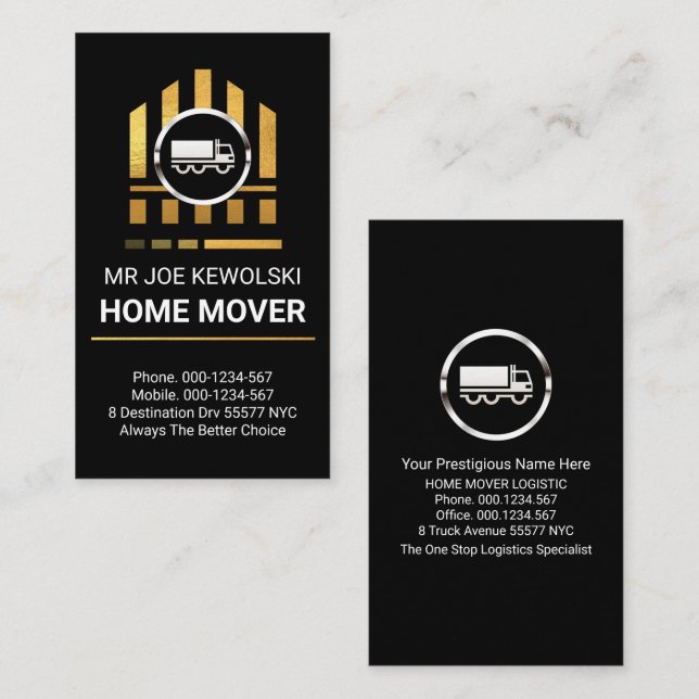 Silver Truck Moving Gold Home Visitkort (Fram/baksida)