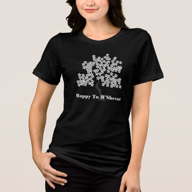 Silver Tu B'Shevat Blomträd T Shirt (Framsida)
