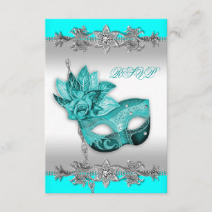 Silver Turkos Blå Maskeradfest RSVP OSA Kort