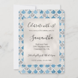 Silver Turkvoise Pearl Glitter Sjöjungfru Inbjudningar