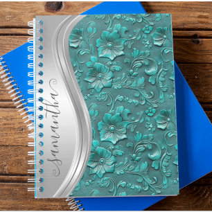 Silver Turquoise Fals Läder Cowgirl Anteckningsbok