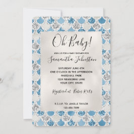 Silver Turquoise Pärl Glitter Mermaid Inbjudningar