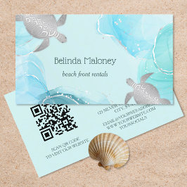 Silver Turtle Bläck Kust QR-kod Visitkort