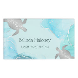 Silver Turtle Blue Ink Coastal