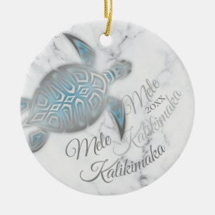 Silver Turtle Mele Kalikimaka Julgransprydnad Keramik