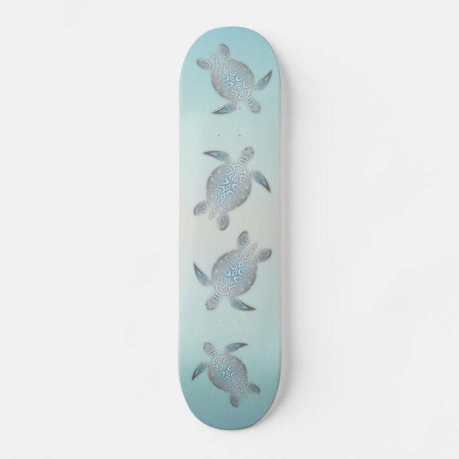 Silver Turtles Beach Stil Mini Skateboard Bräda 18,5 Cm (Framsida)