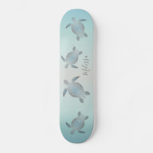 Silver Turtles Beach Stil Monogram Coastal Mini Skateboard Bräda 18,5 Cm