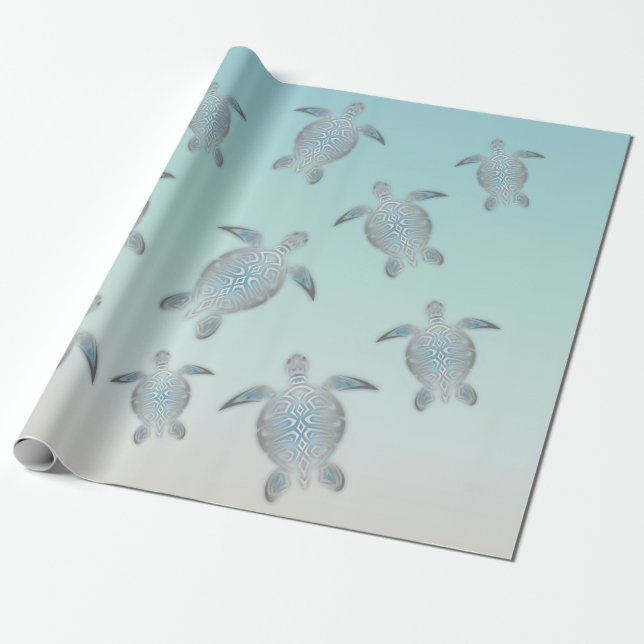 Silver Turtles Beach Stil Presentpapper (Utrullad)