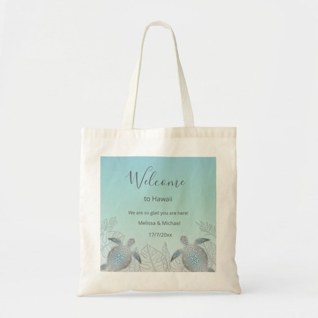 Silver Turtles Beach Wedding Välkommen Bag Tygkasse (Framsidan)