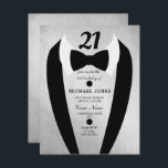 Silver Tuxedo Manar 21:a födelsedagen Party Inbjud Inbjudningar<br><div class="desc">Design Courtestin of https://www.etsy.com/shop/teabreakart</div>
