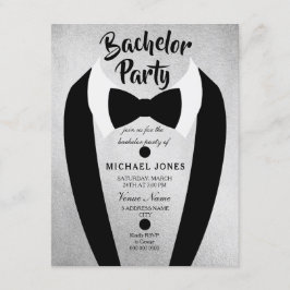 Silver Tuxedo Smokningsslips Sällskapsfest Inbjuda Inbjudningar