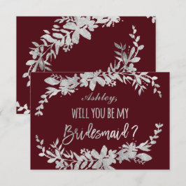 Silver typografera Blommigt marinen är min brud Inbjudningar