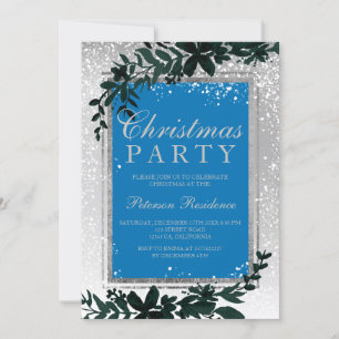 Silver-typografi löv snö elegant chic jul jul inbjudningar