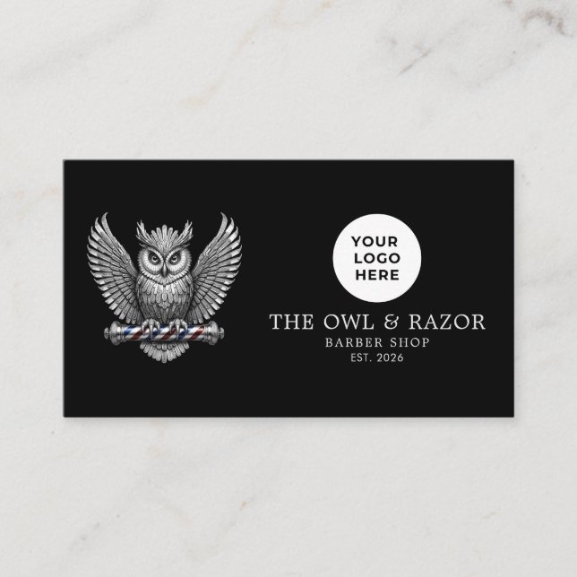 Silver Uggle Professionell Barberare Butik Logotyp Visitkort (Framsida)