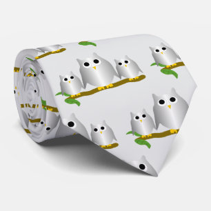 Silver Ugglor Design Valfri Bakgrundsfärg Slips