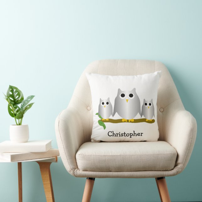 Silver Ugglor Personlig Design Kudde (Stol)