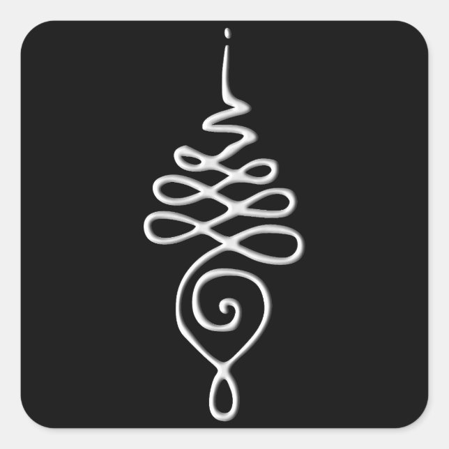 Silver Unalome  Fyrkantigt Klistermärke (Framsida)