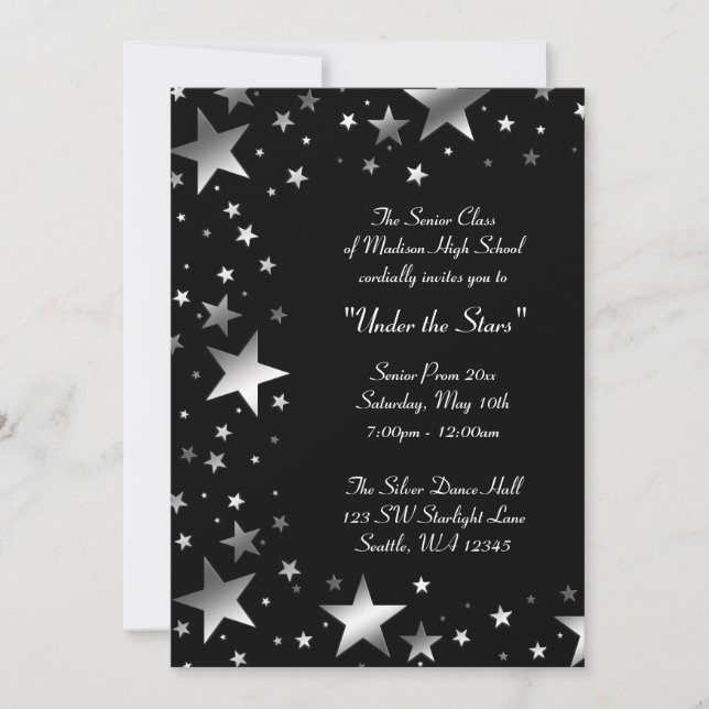 Silver Under the Stars Prom Formell Inbjudningar (Framsida)