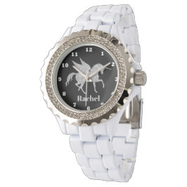 Silver Unicorn add namn Women fantasywatch Armbandsur