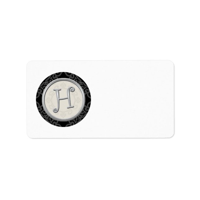 Silver Ursprungliga H Monogrammed-Adressetiketter Adressetikett (Framsidan)