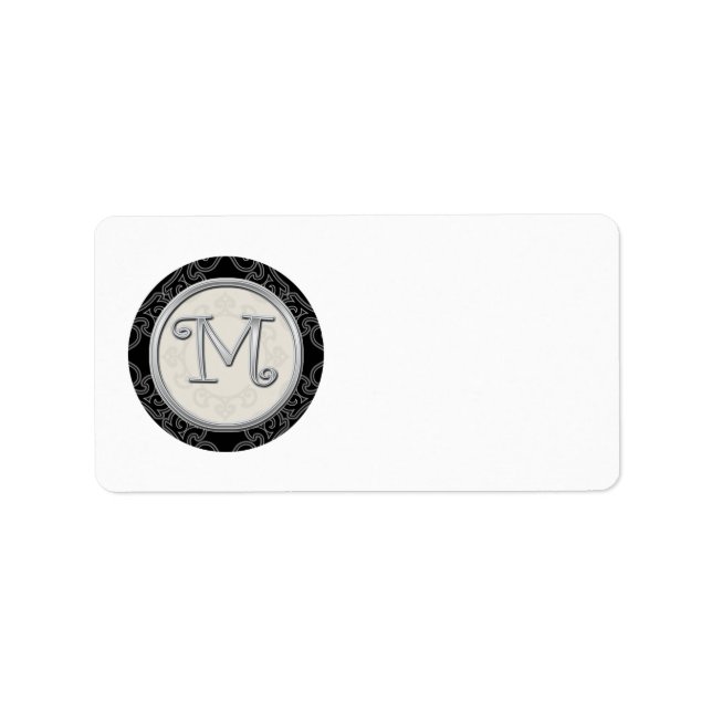 Silver ursprungliga M Monogrammed-Adressetiketter Adressetikett (Framsidan)