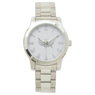 Silver USA-karta med romerska siffror – Elegant sm Armbandsur
