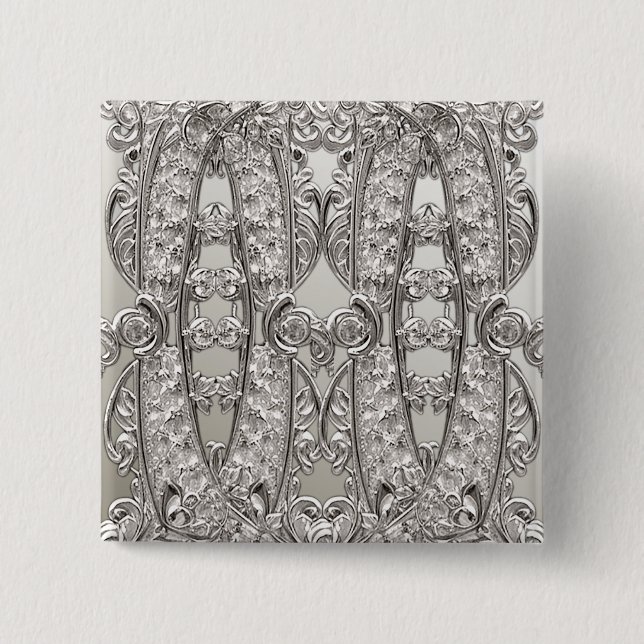 Silver utsmyckad modern knapp (Framsida)