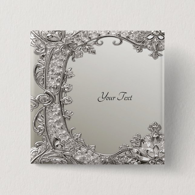 Silver utsmyckad modern knapp (Framsida)