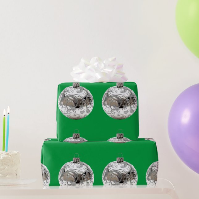 Silver-utsmyckningar på Gröntens radbrytning Pappe Presentpapper (Festgåvor)