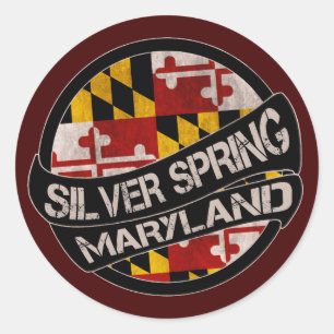 Silver Vår Maryland flagga grunge-klistermärken Runt Klistermärke