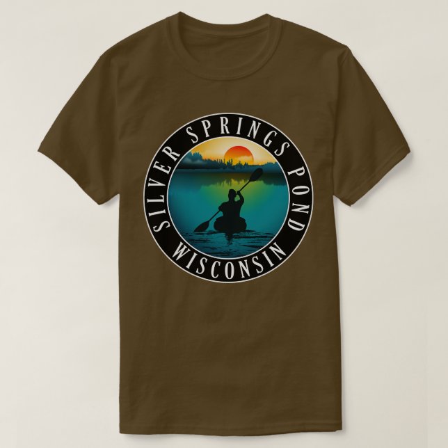 Silver Vår Pond Wisconsin Kayaking T Shirt (Design framsida)