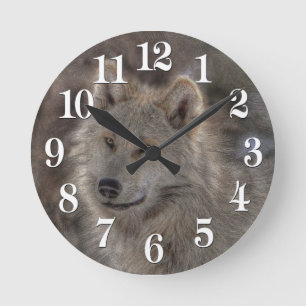 Silver Varg Wildlife Art Clock Rund Klocka