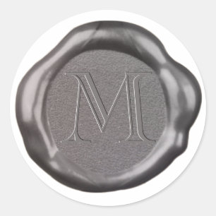 Silver Vax försegling single Sticker monogram, Runt Klistermärke
