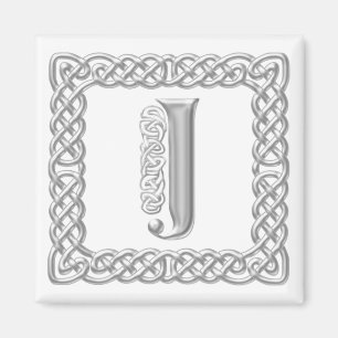 Silver verkställer Celtic fnurraMonogrambrev J Magnet
