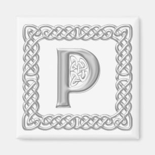 Silver verkställer Celtic fnurraMonogrambrev P Magnet