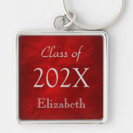 Silver vid Röda Studenten Fyrkantig Silverfärgad Nyckelring