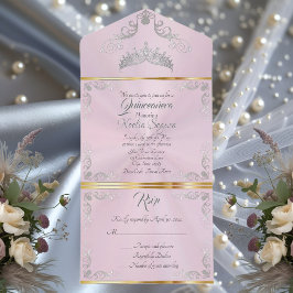 Silver Vintage Border Quinceanera - Pastell Rosa