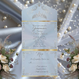 Silver Vintage Border Quinceanera - Pastellblå