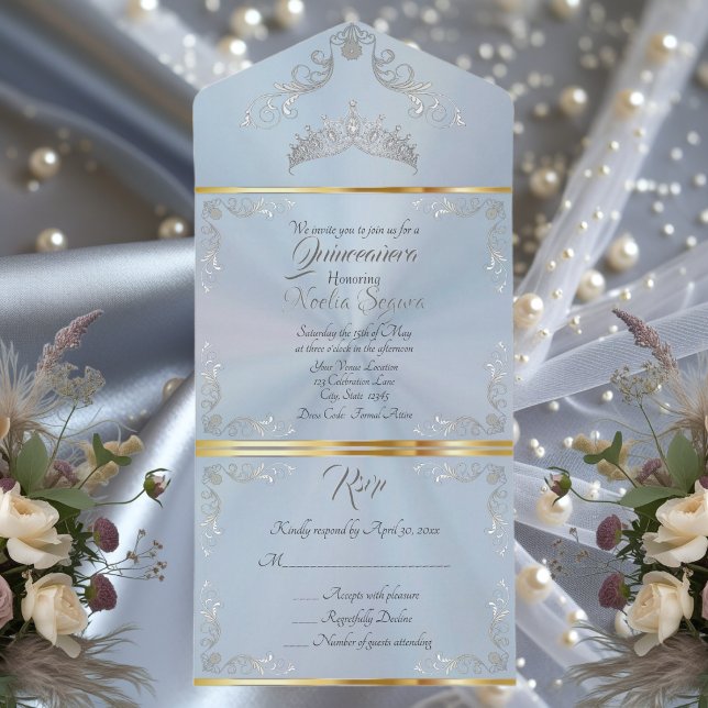 Silver Vintage Border Quinceanera - Pastellblå (Skapare uppladdad)