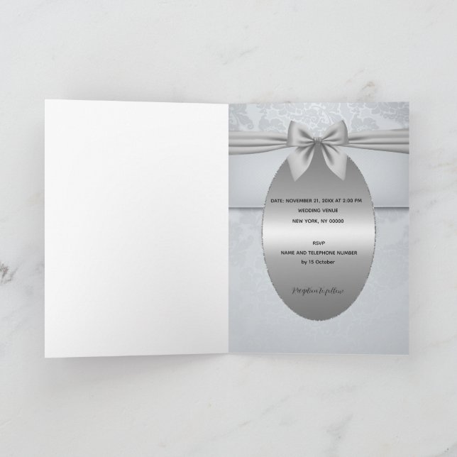 Silver Vintage med inbjudan till bröllopsbröllop (Inuti)